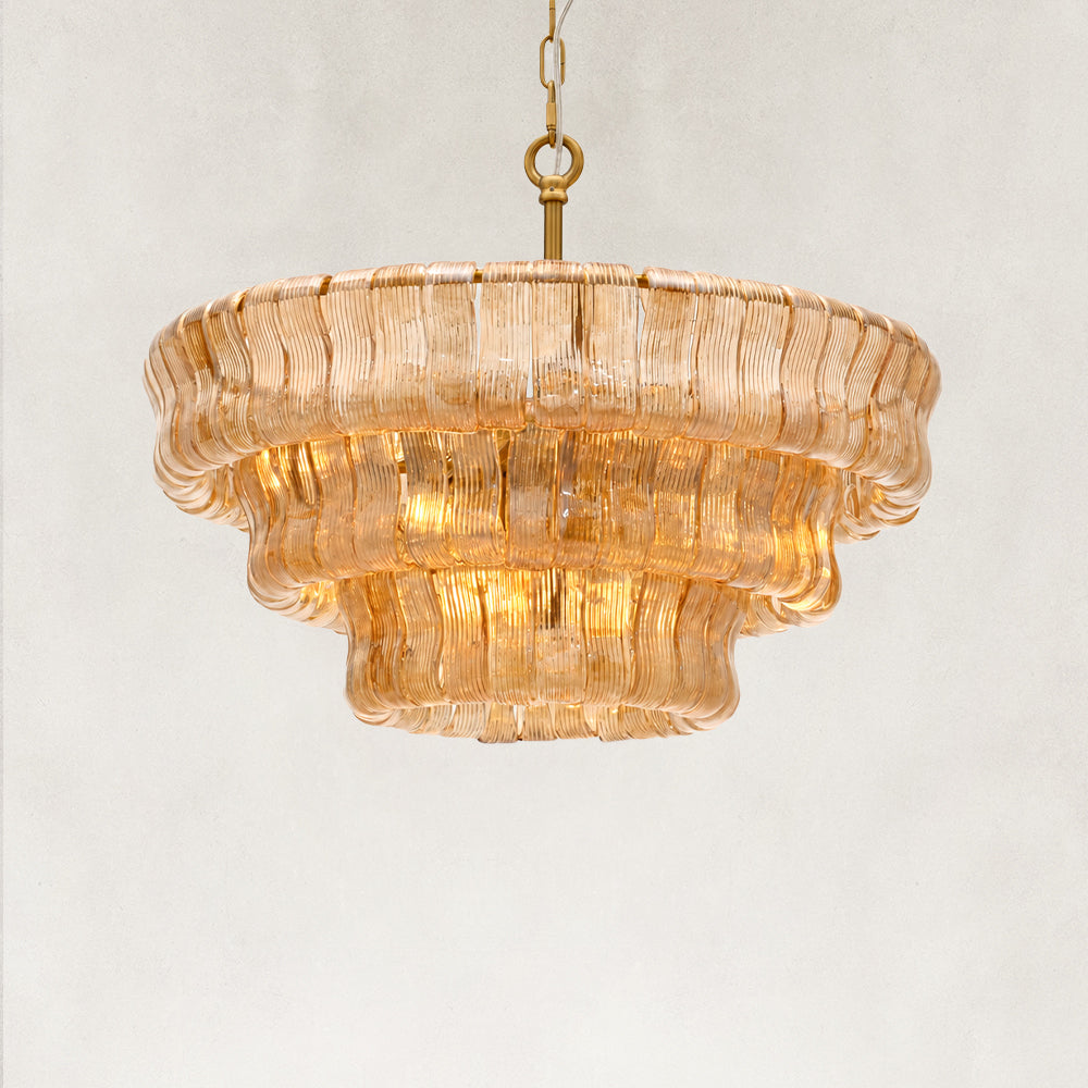GeoLume Fluted Glass Round Chandelier 24 inch by Munest
